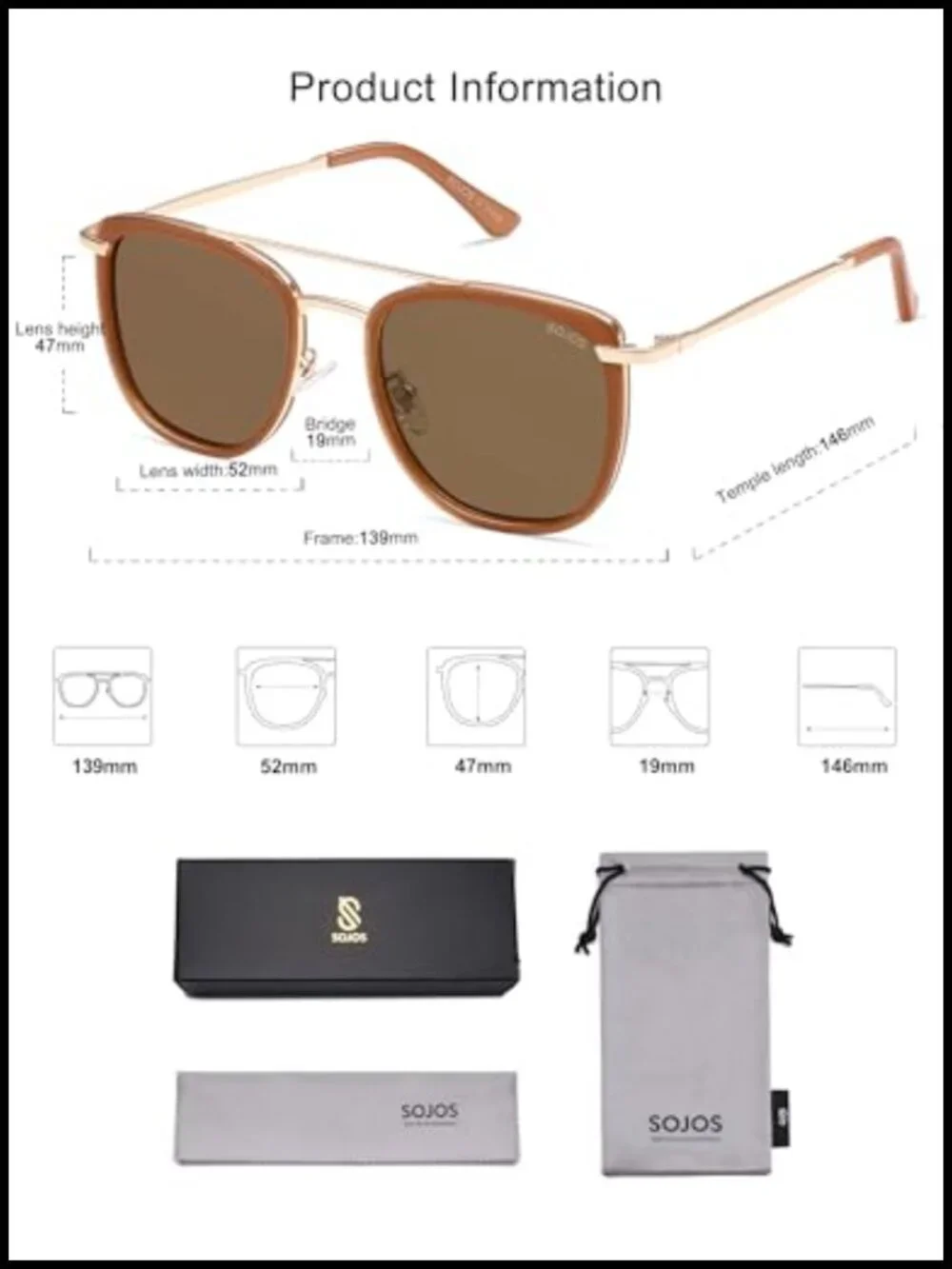 Retro Aviator Square Polarized UV400 Sunglasses